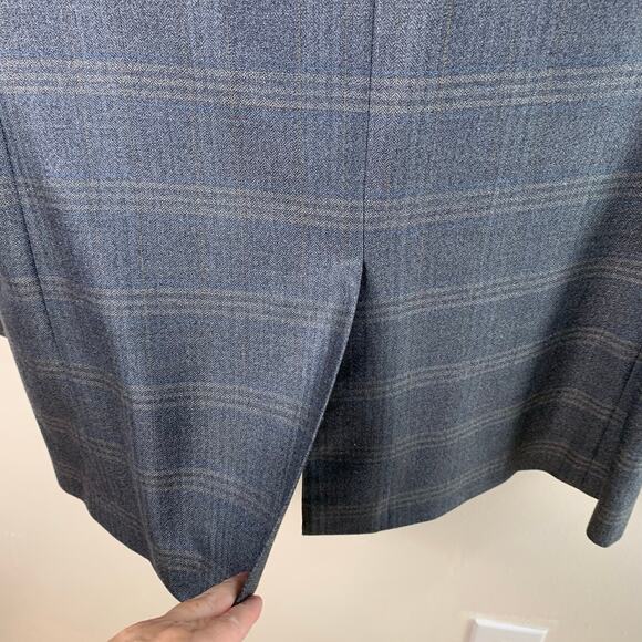 Jos A Bank Size 41L Men's Wool Sport Silk Blazer Jacket Blue Gray Plaid Career - Picture 3 of 8